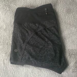Black Lululemon speed up shorts.
